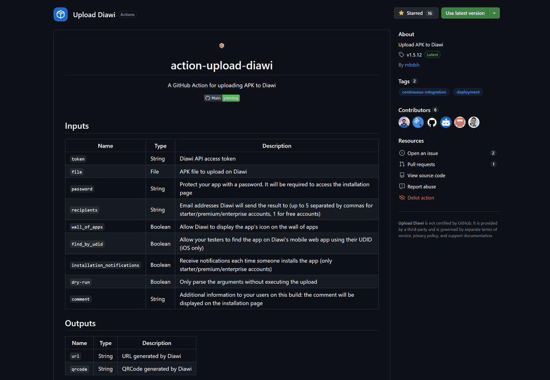 Upload Diawi - GitHub Action