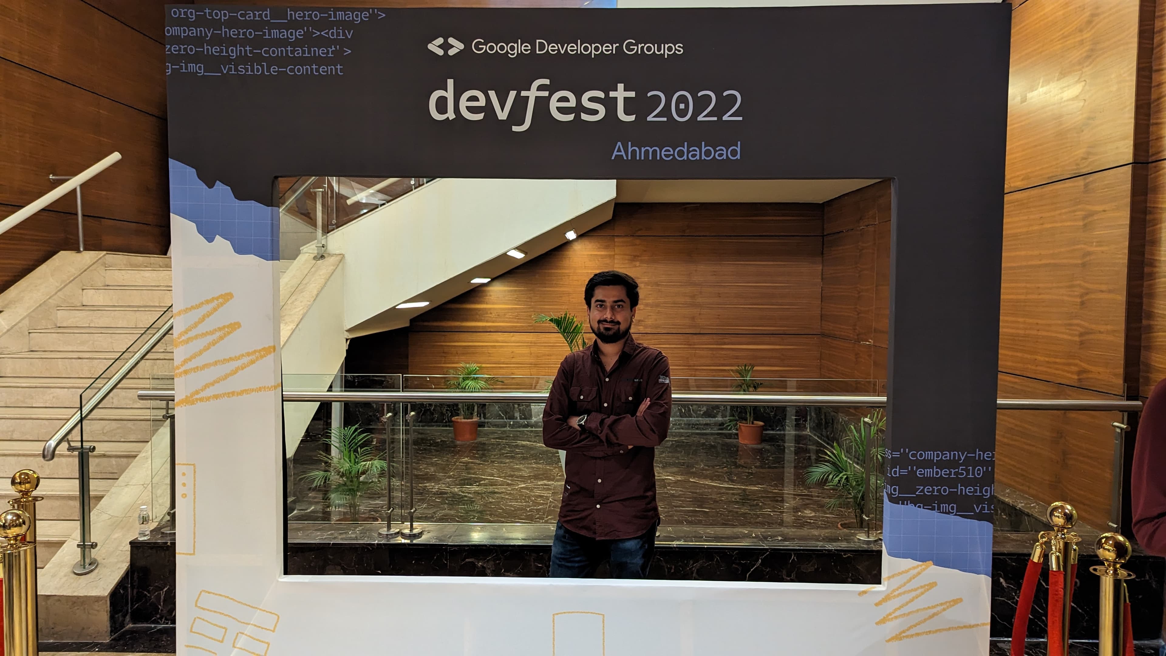 Ronak framed in the DevFest 2022 Ahmedabad photo booth.
